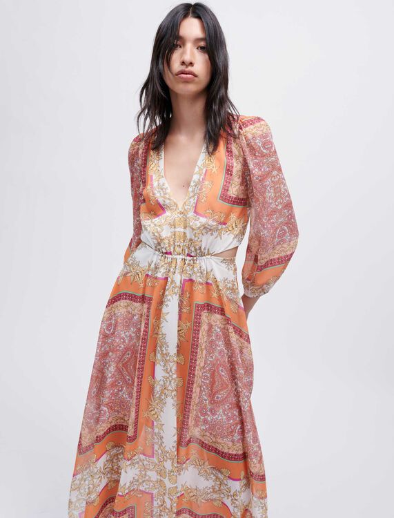 Muslin dress with scarf print - Dresses - MAJE