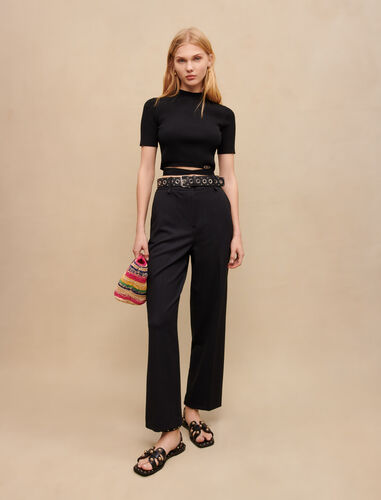 Chalk-striped suit trousers : Trousers & Jeans color Black