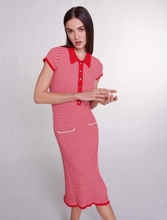 Herringbone knit maxi dress - Dresses - MAJE