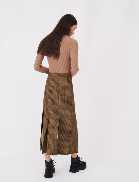 Asymmetric skirt with flaps and checks - Skirts & Shorts - MAJE