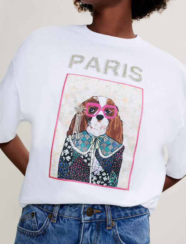 Silkscreen printed jewelled T-shirt : View All color 
