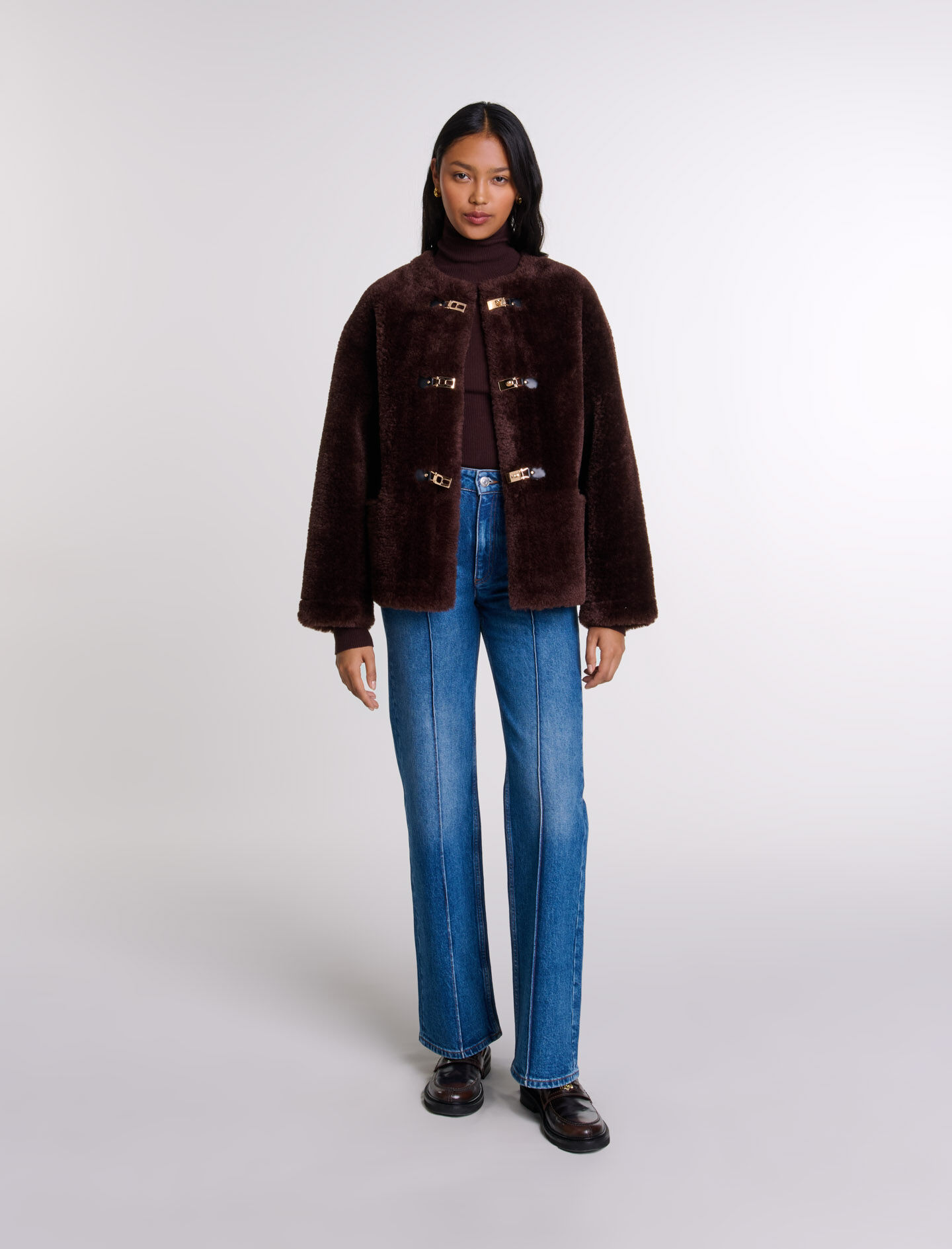 Maje hooded faux fur jacket best sale