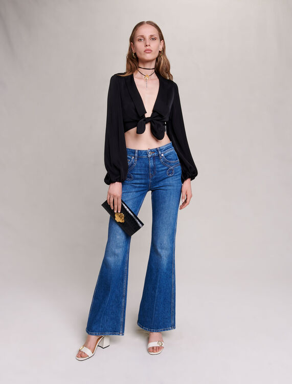 Embroidered flared jeans - Trousers & Jeans - MAJE
