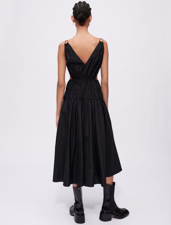 Taffeta dress with cut-out at the waist : Dresses color Black