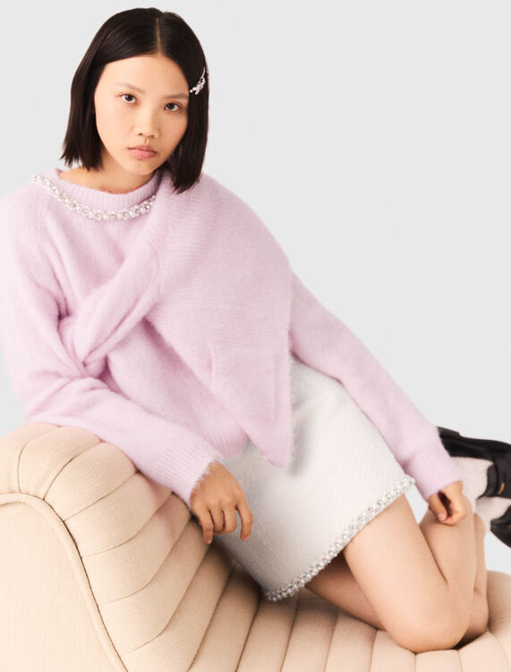 Pearl-trim tweed skirt - Skirts & Shorts - MAJE