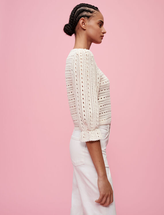 Pointelle jumper with rick-rack details - Cardigans & Sweaters - MAJE