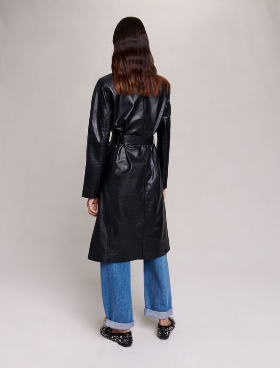 Black leather trench -  - MAJE