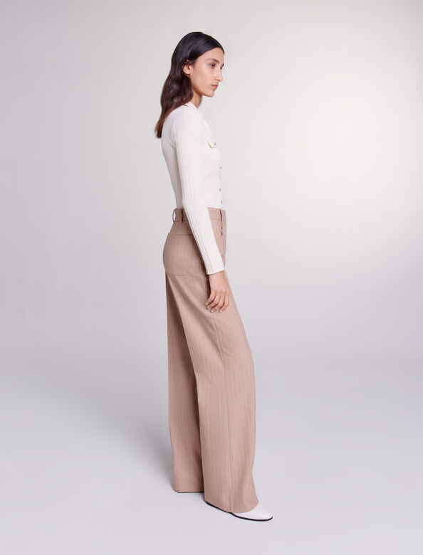 High-waisted trousers : Trousers & Jeans color Beige