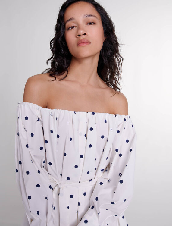 Shirt dress with bardot neckline - Fall-Winter Collection - MAJE