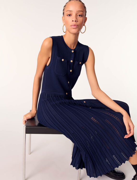 Pleated knit maxi dress - Dresses - MAJE
