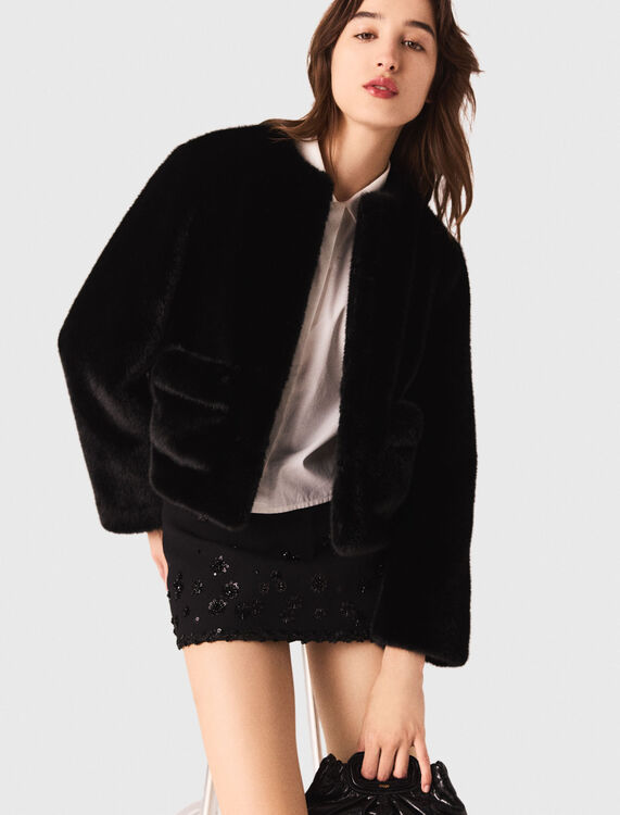 Short faux fur coat - Coats - MAJE
