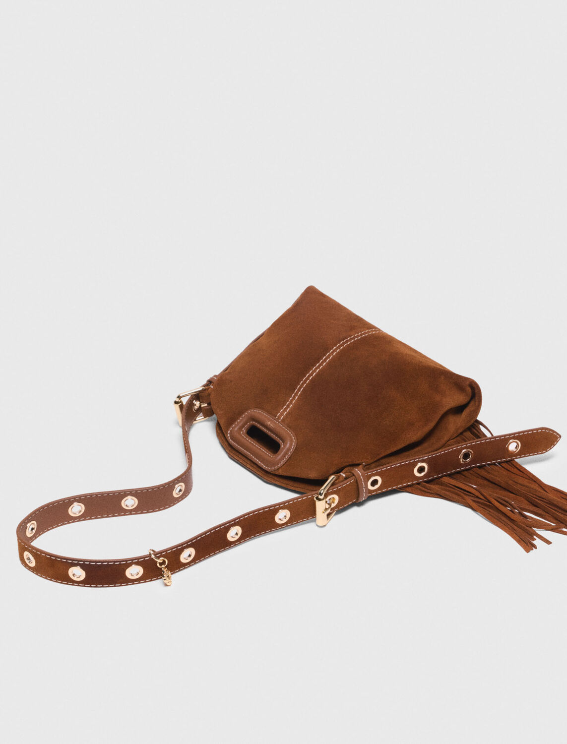 Topstitched suede Miss M Mini bag : M Bag color Brown