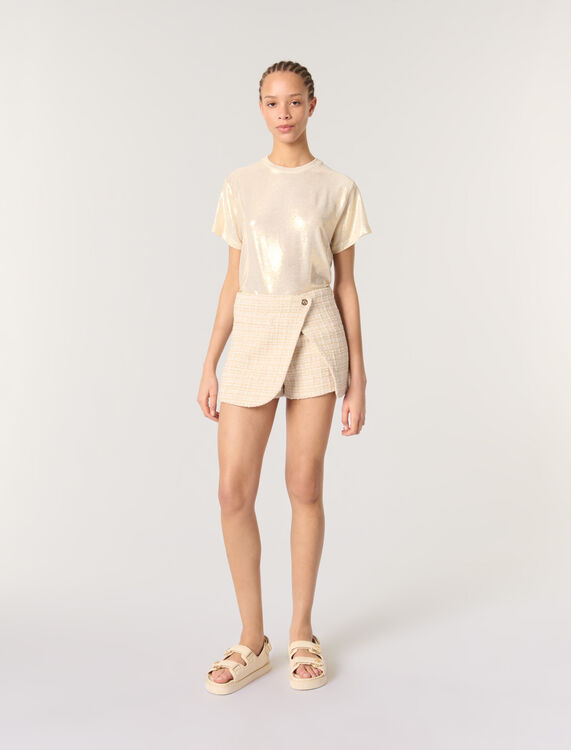 Layered tweed skort : Skirts & Shorts color Beige