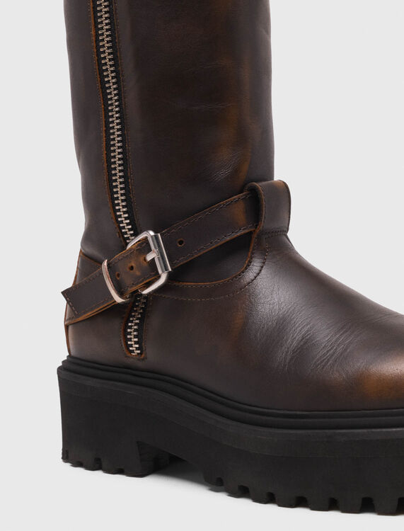 Leather biker boots - Booties & Boots - MAJE