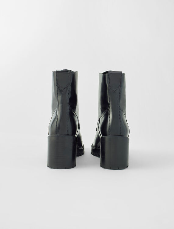 Black leather heeled boots - Shoes - MAJE