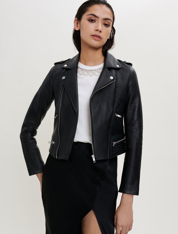 Leather biker jacket - Coats - MAJE