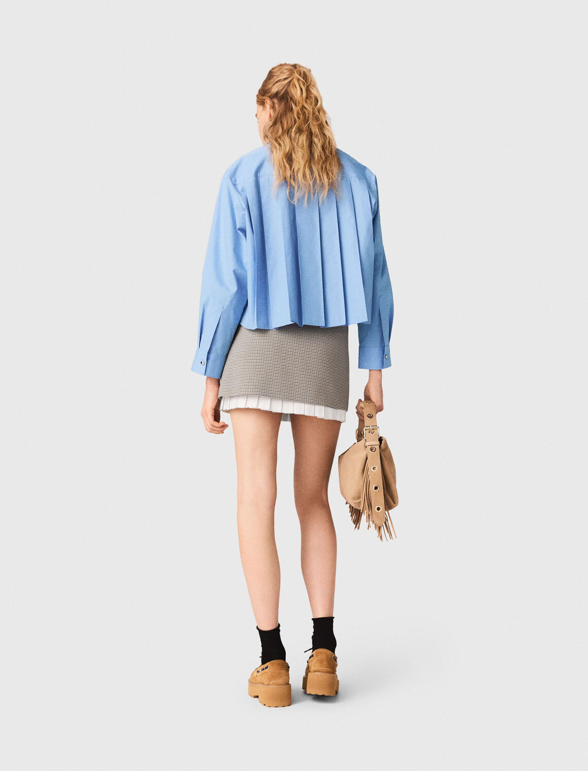 Pleated skirt with poplin details - Skirts & Shorts - MAJE