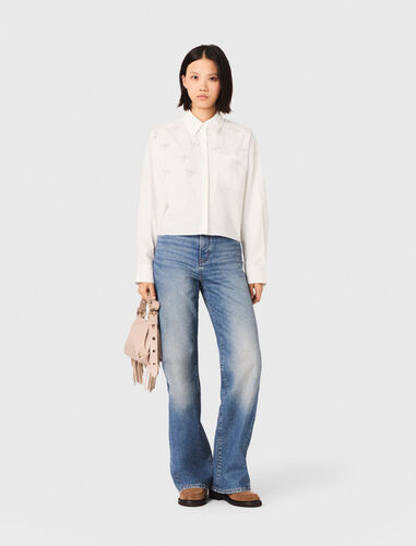 Jewel detail shirt : Shirts color White