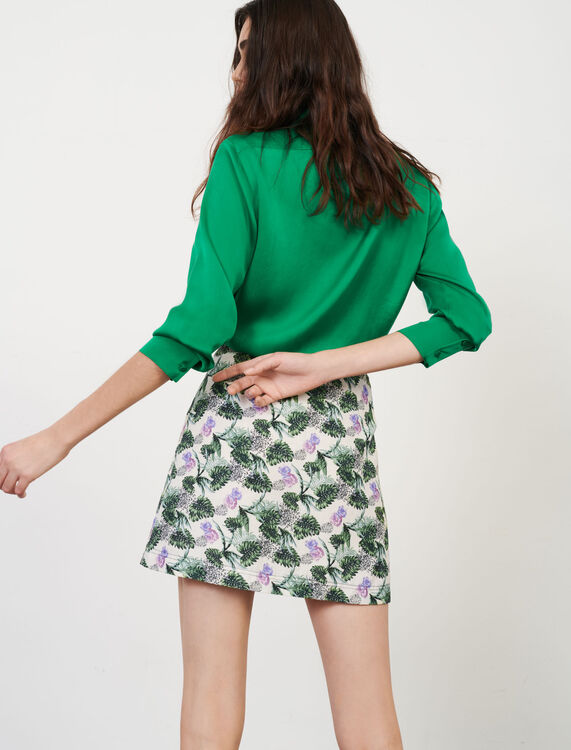 Printed linen viscose skirt with zip - Skirts & Shorts - MAJE