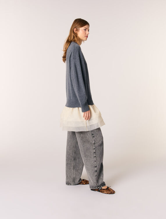 Wool and organza dual-fabric dress - Dresses - MAJE