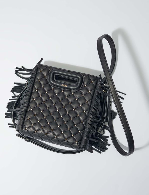 Studded M quilted leather mini bag : View All color Black