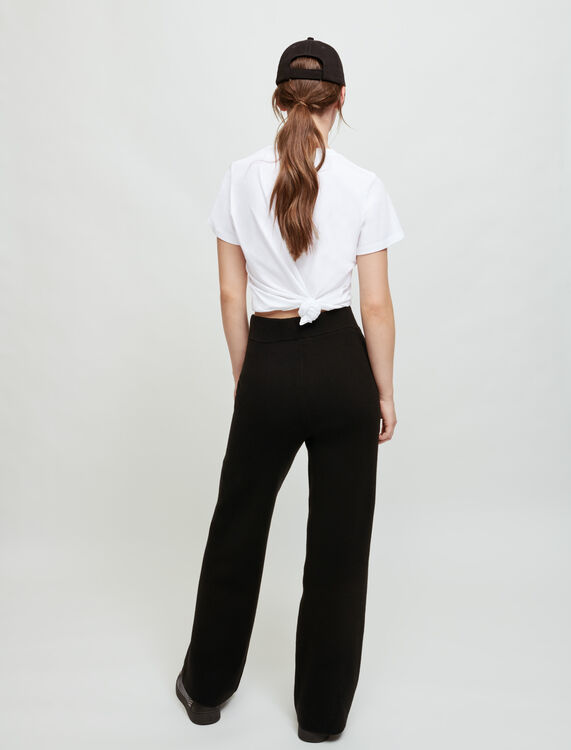 Black wide-leg knit trousers. - Trousers & Jeans - MAJE