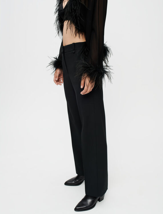 Wide-leg black suit trousers -  - MAJE