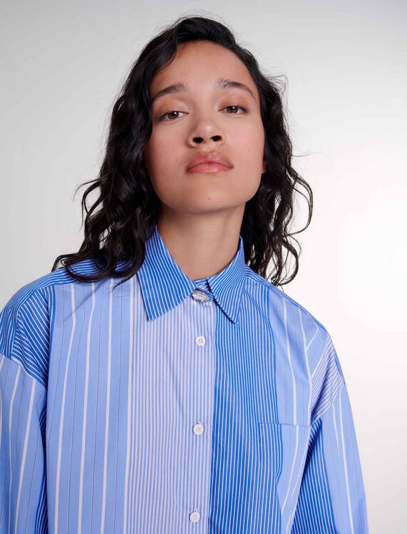 Striped patchwork shirt - Fall-Winter Collection - MAJE