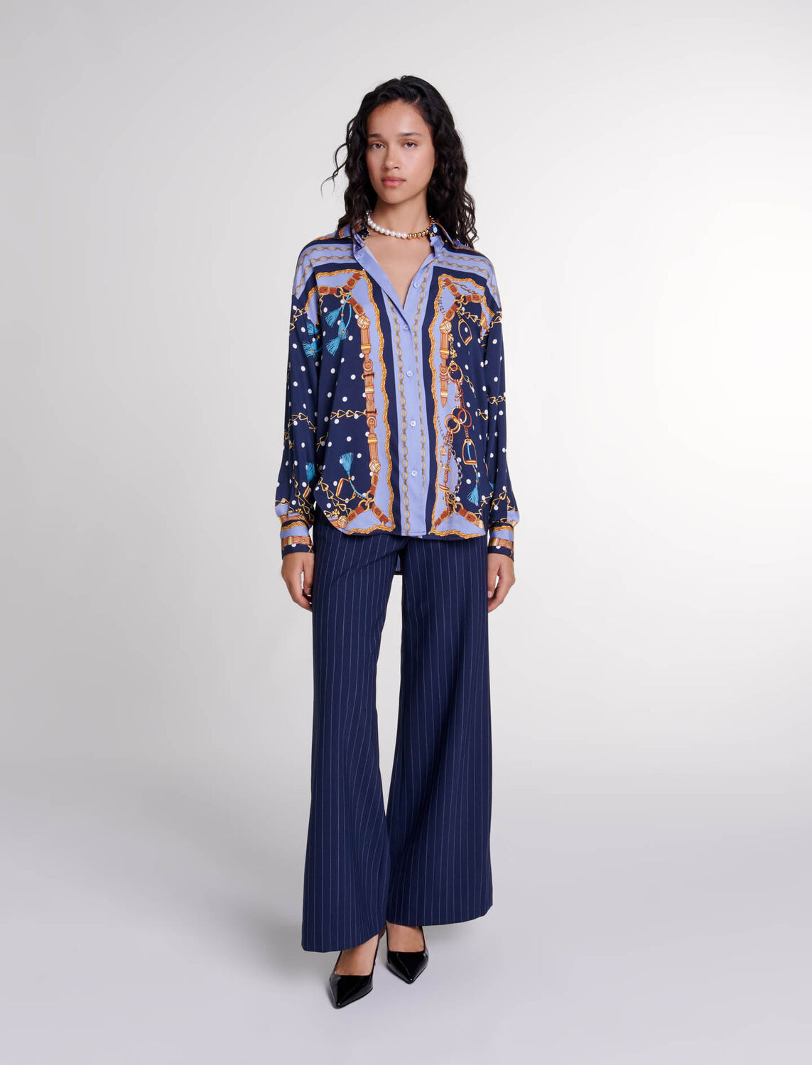 Satin-effect patterned shirt - Fall-Winter Collection - MAJE