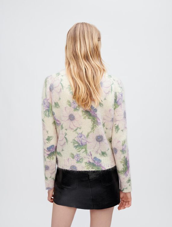 Flower fluffy jacquard pullover - Cardigans & Sweaters - MAJE