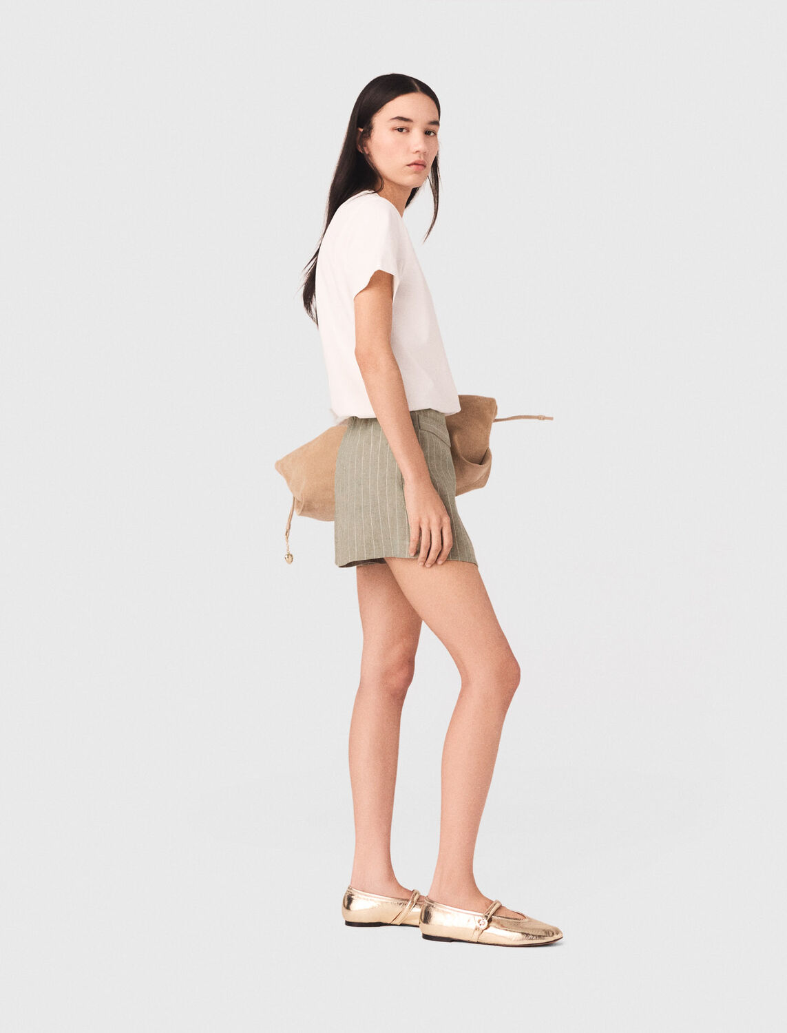 Layered linen blend shorts - Skirts & Shorts - MAJE