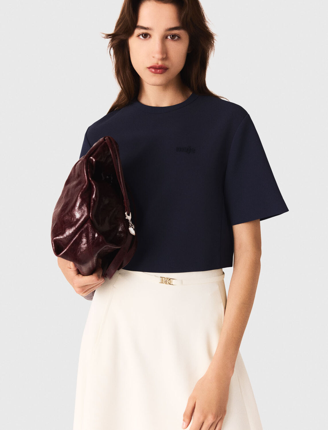 Heavy crepe short top : Tops color Navy