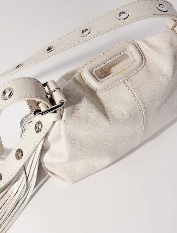 Crackle leather mini Miss M bag : M Bag color White