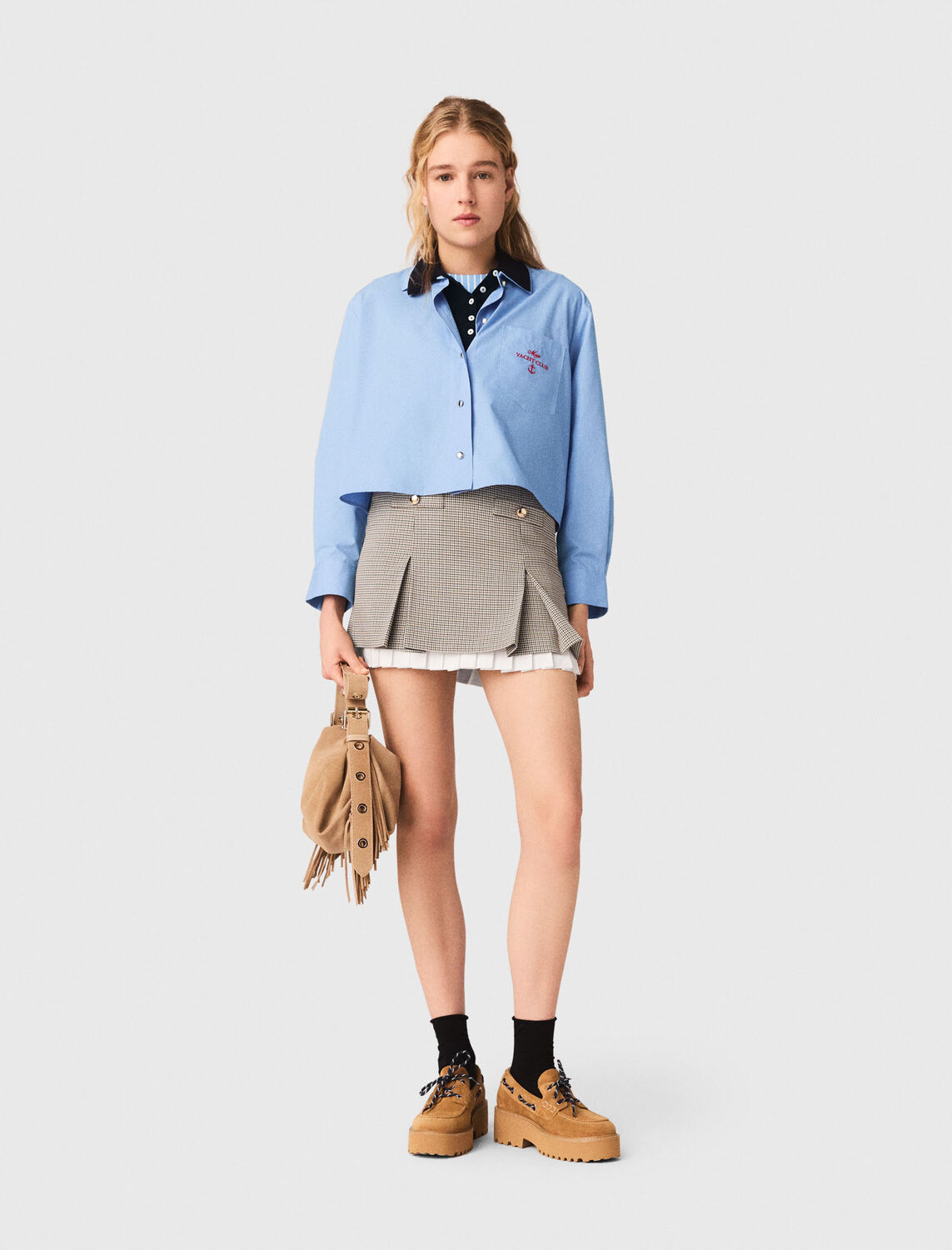 Pleated skirt with poplin details - Skirts & Shorts - MAJE