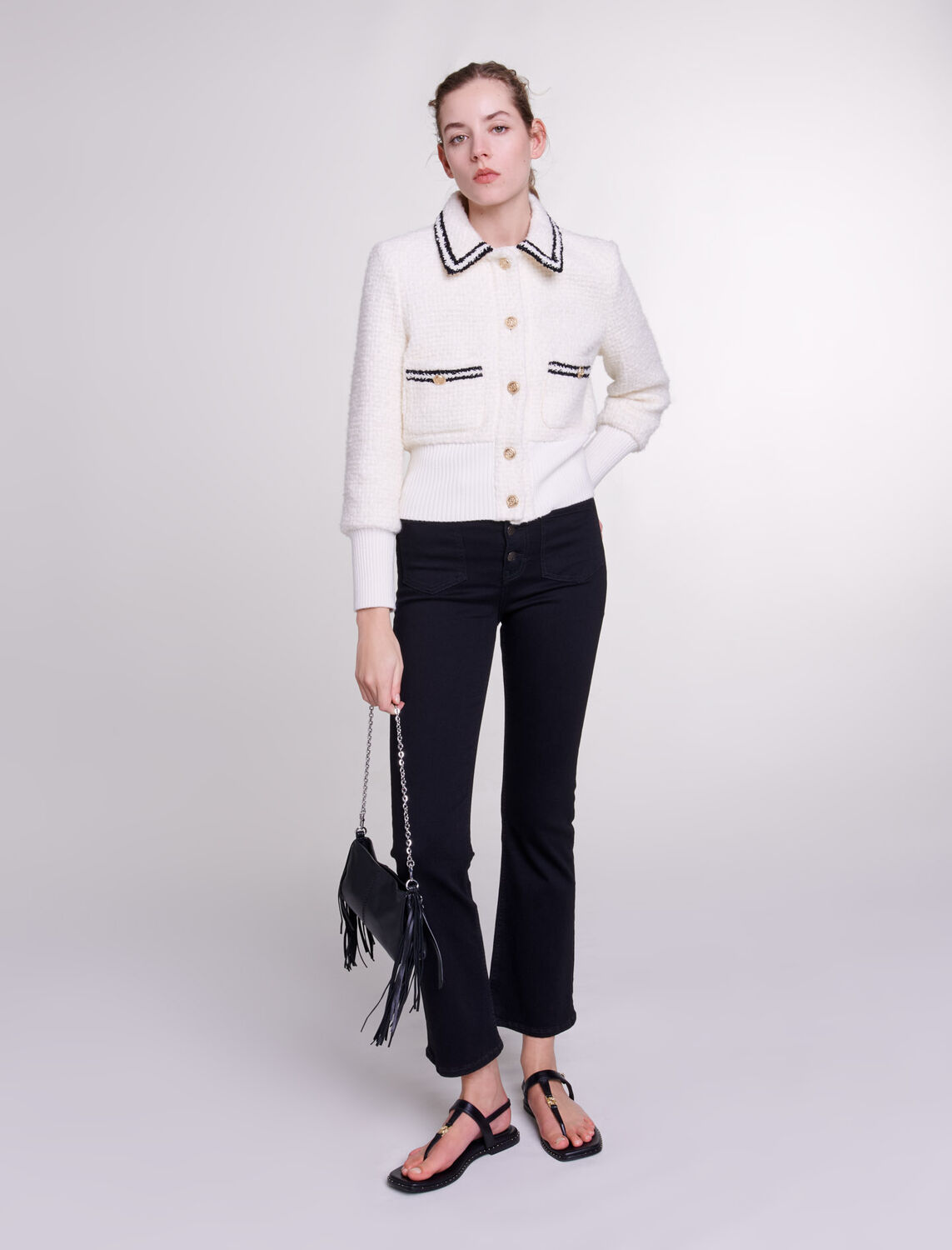 Contrasting tweed-style jacket - 30% Off - MAJE