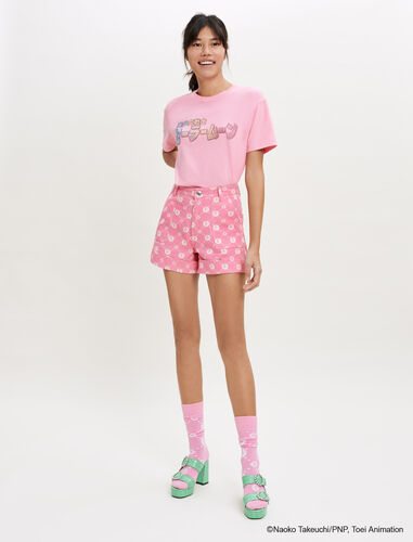 粉色印花高腰短裤 : Skirts & Shorts 顏色 粉色/PINK
