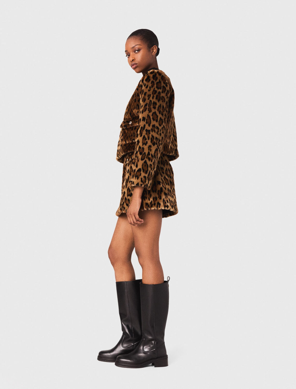 Leopard faux fur jacket - Coats - MAJE
