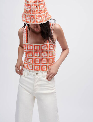 Crochet top with straps : Tops color Orange