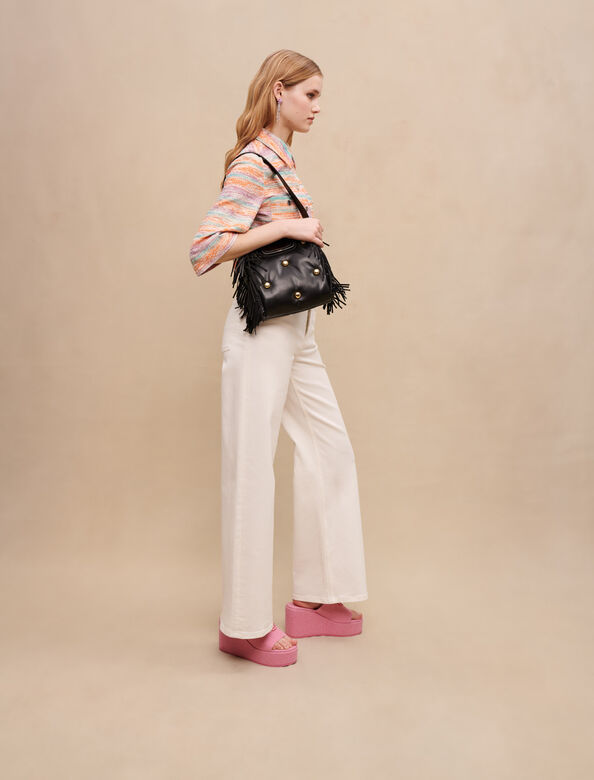 Cropped shiny tweed jacket : Blazers color Orange