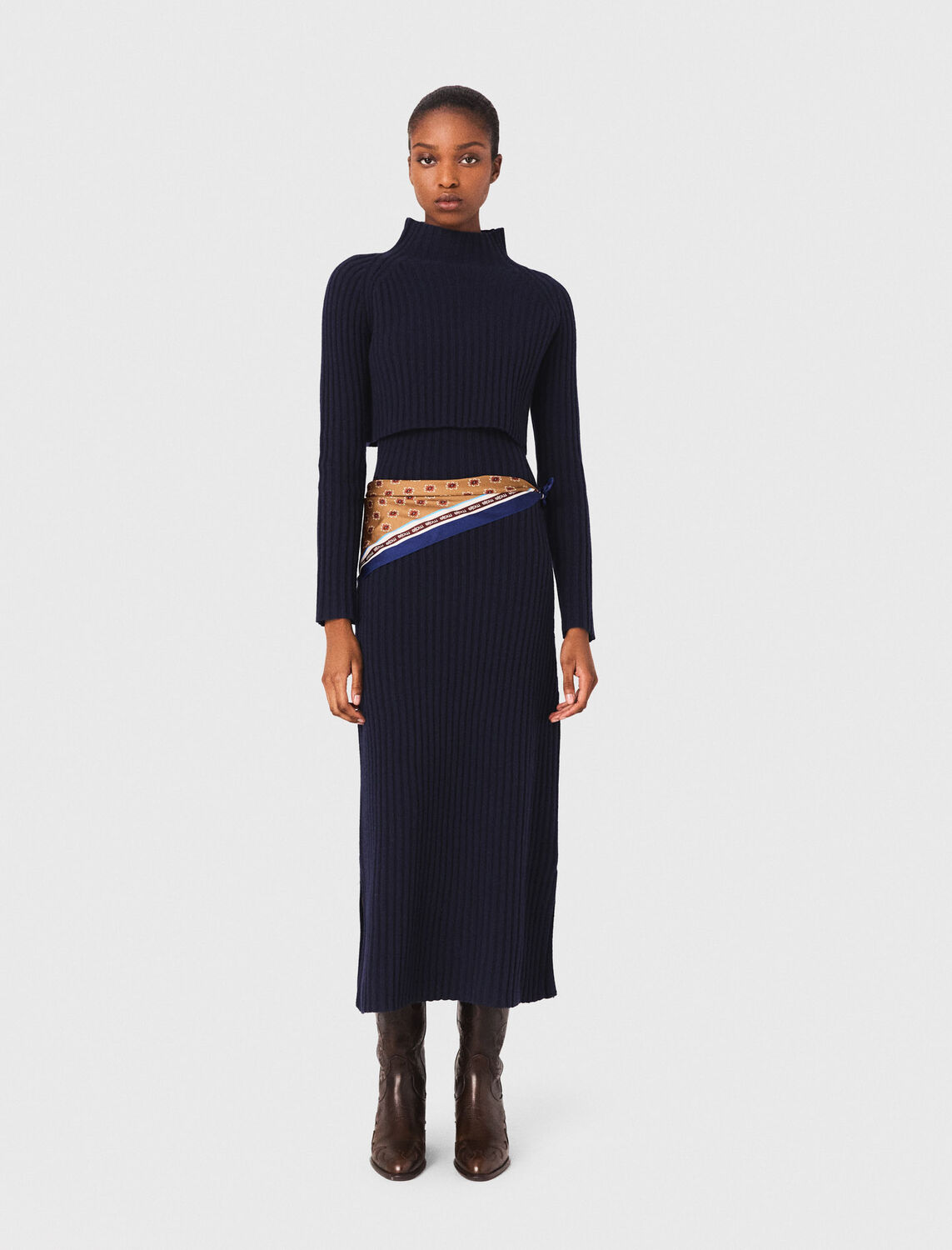 Knit dress with removable jumper - Dresses - MAJE