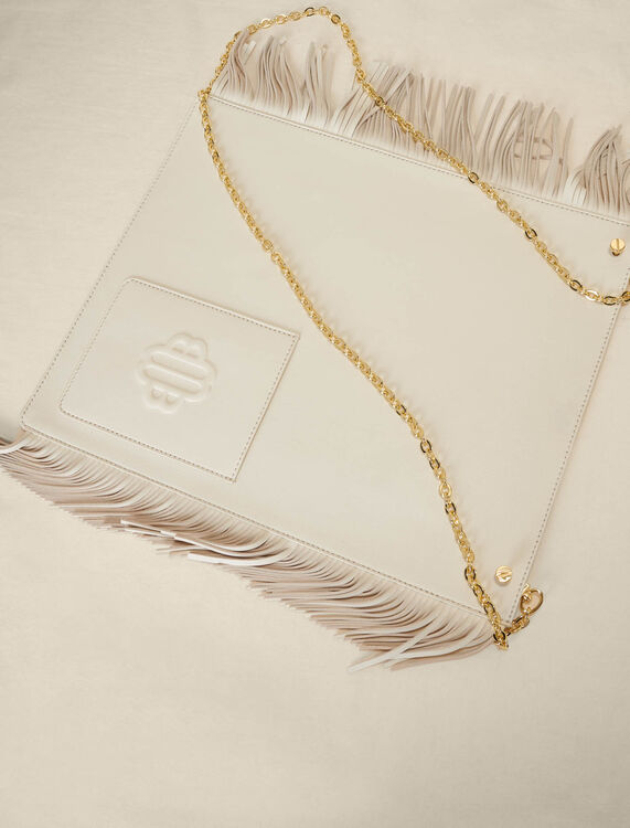 Clover leather bag with fringing - Shoulder bags - MAJE