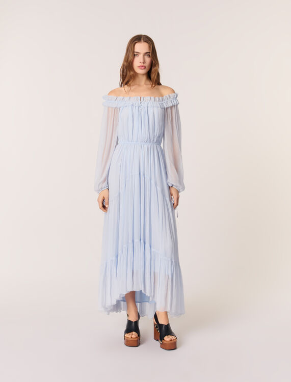 Chiffon maxi dress : Dresses color Blue Sky