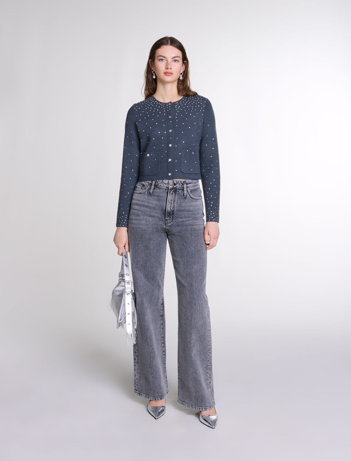 Knitted jumper with rhinestones - Fall-Winter Collection - MAJE