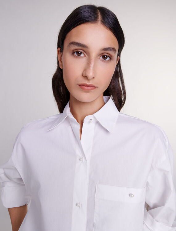 White cotton poplin shirt - 30% Off - MAJE