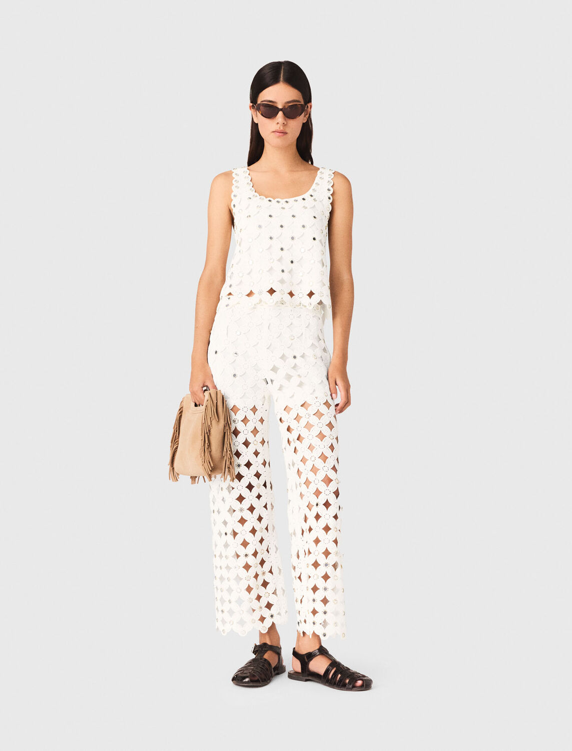 Crochet trousers with mirrors - Trousers & Jeans - MAJE
