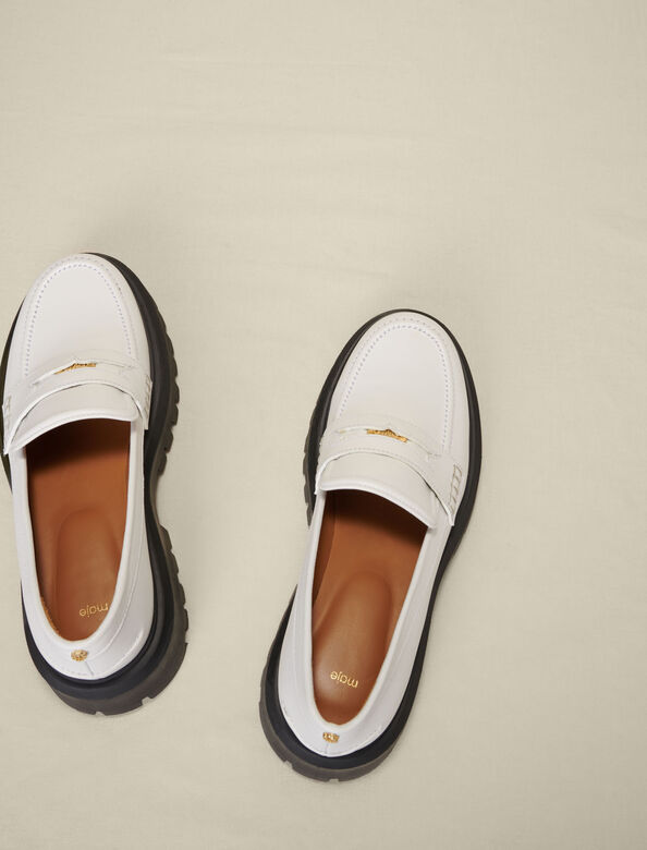 Leather platform loafers : Sling-Back & Sandals color White