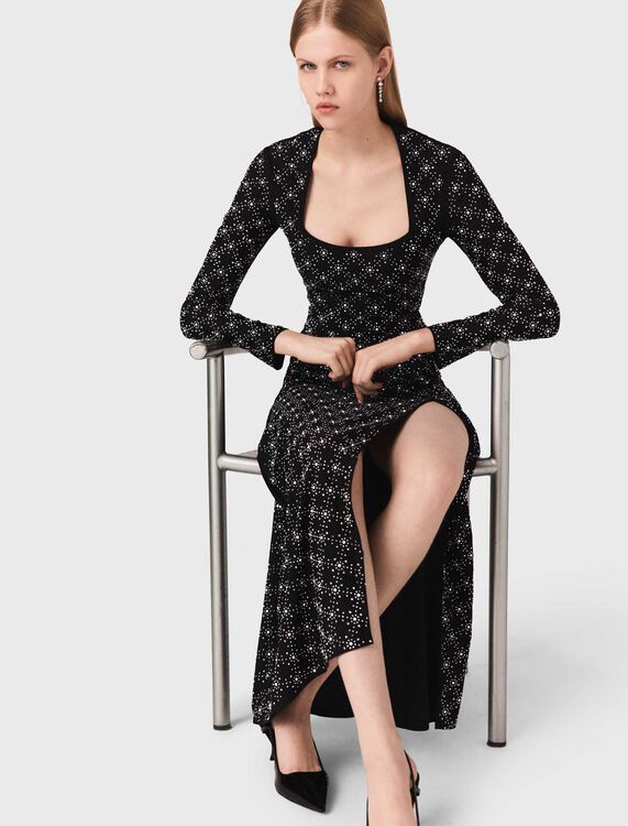 Beaded and rhinestone maxi dress - Dresses - MAJE