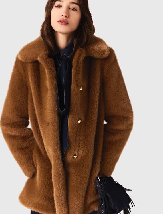 Mid-length faux fur coat - Coats - MAJE