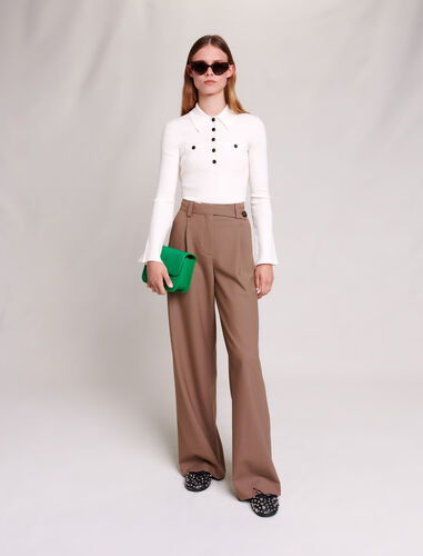 Buttoned knit jumper : Sweaters & Cardigans color Ecru
