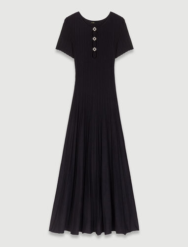 Rib knit maxi dress : Dresses color Black